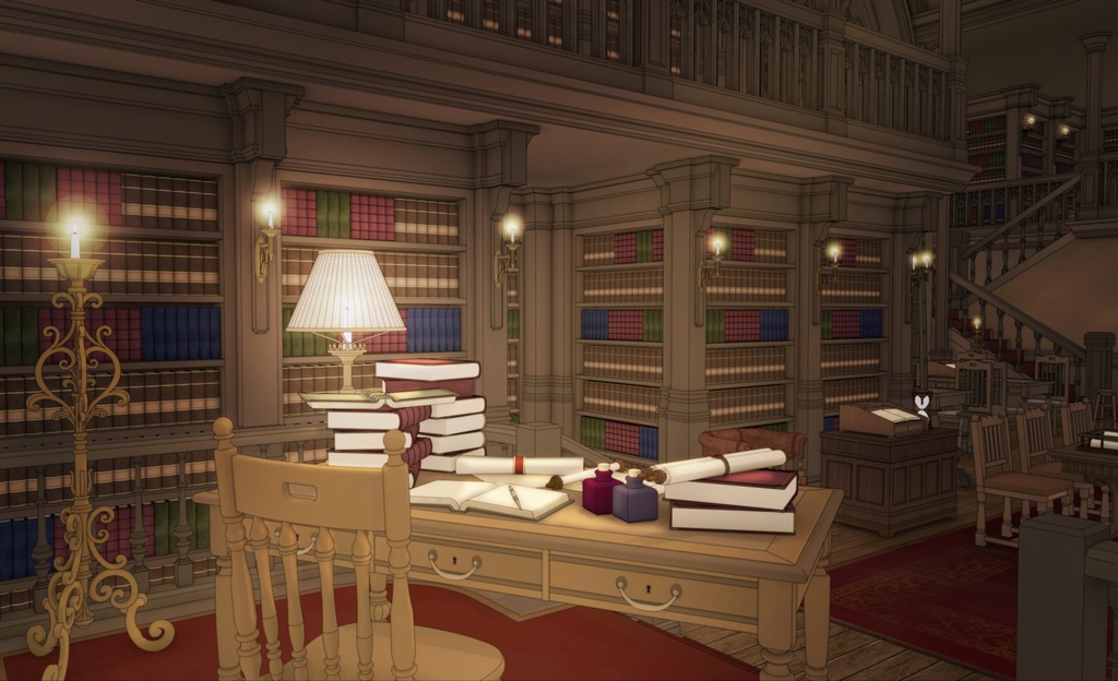 ゴシック城 大図書館|3D背景(SketchUp)