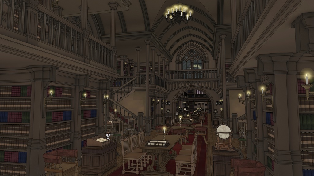 ゴシック城 大図書館|3D背景(SketchUp)