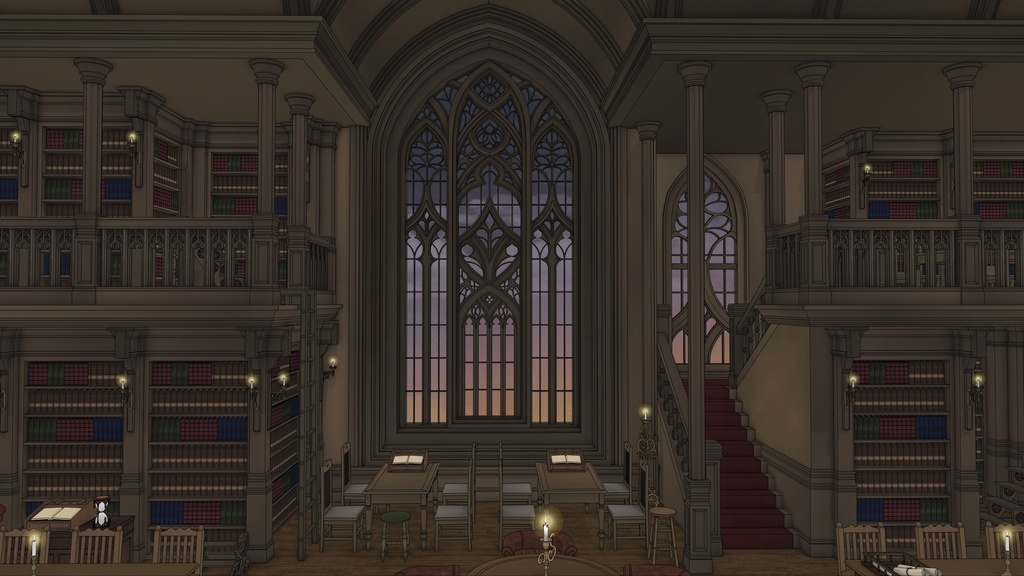 ゴシック城 大図書館|3D背景(SketchUp)