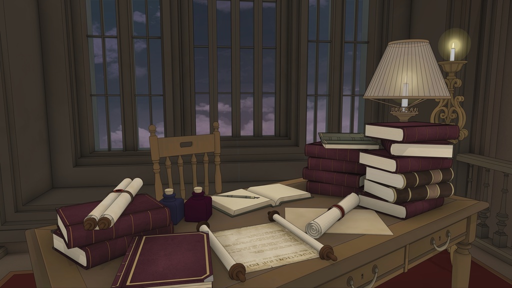 ゴシック城 大図書館|3D背景(SketchUp)