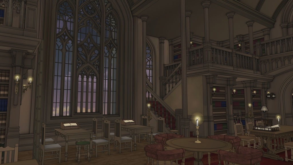 ゴシック城 大図書館|3D背景(SketchUp)