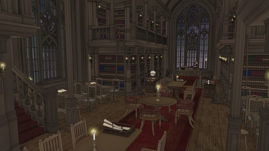 ゴシック城 大図書館|3D背景(SketchUp)