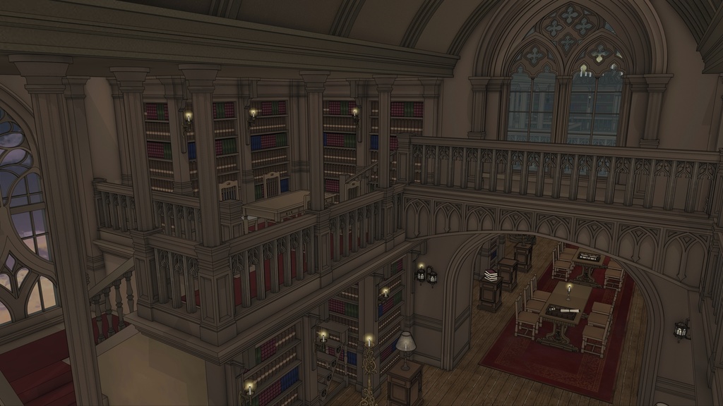 ゴシック城 大図書館|3D背景(SketchUp)