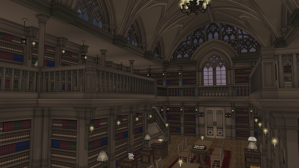 ゴシック城 大図書館|3D背景(SketchUp)