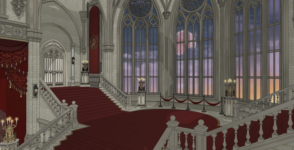 ゴシック城 宴会場|3D背景(SketchUp)