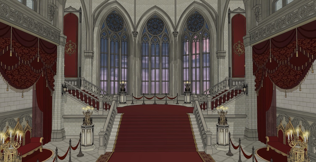 ゴシック城 宴会場|3D背景(SketchUp)