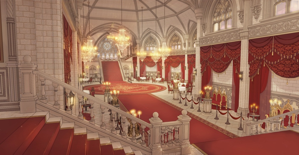 ゴシック城 宴会場｜3D背景（SketchUp）