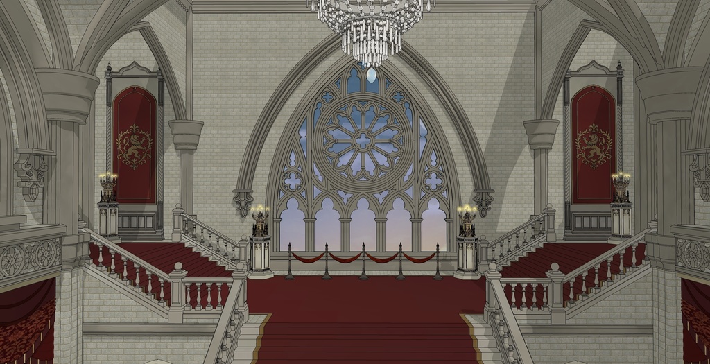 ゴシック城 宴会場|3D背景(SketchUp)