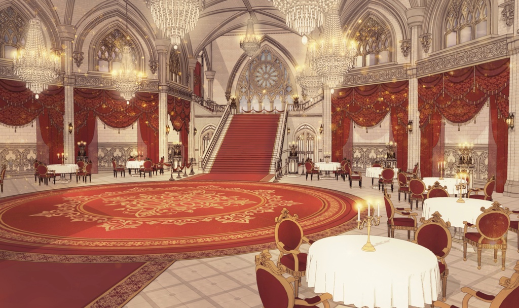 ゴシック城 宴会場|3D背景(SketchUp)