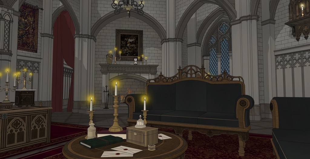 ゴシック城 寝室|3D背景(SketchUp)