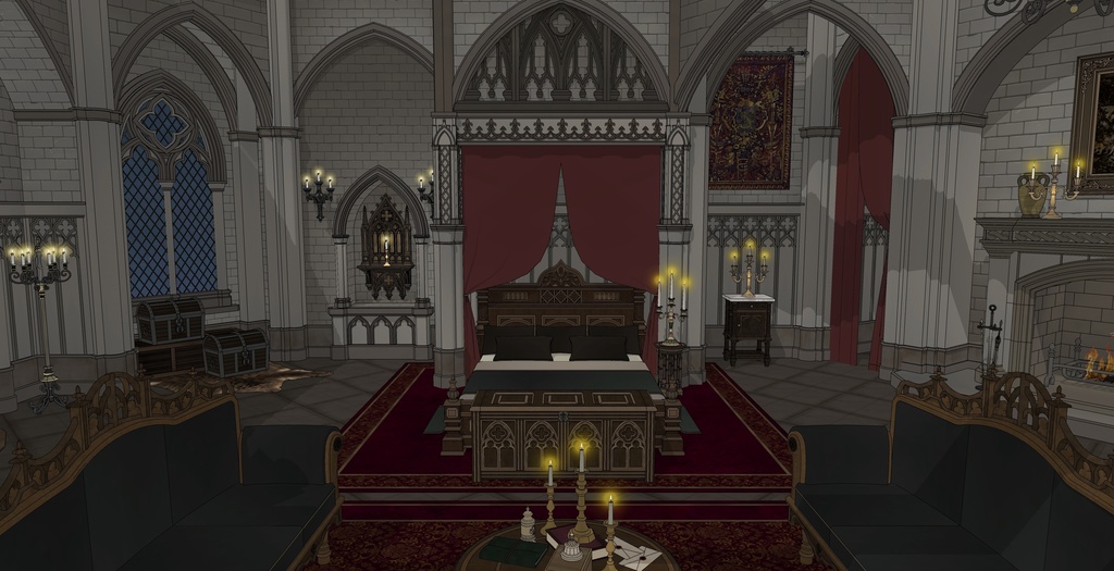 ゴシック城 寝室|3D背景(SketchUp)