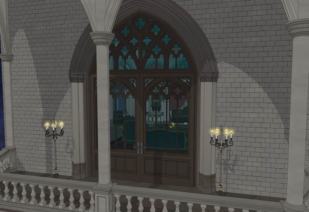 ゴシック城 寝室|3D背景(SketchUp)