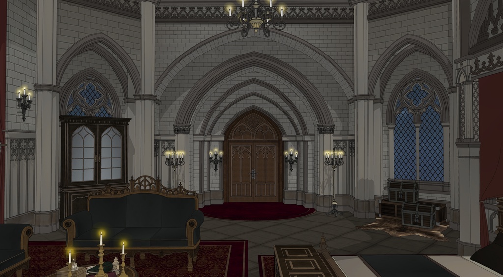 ゴシック城 寝室|3D背景(SketchUp)