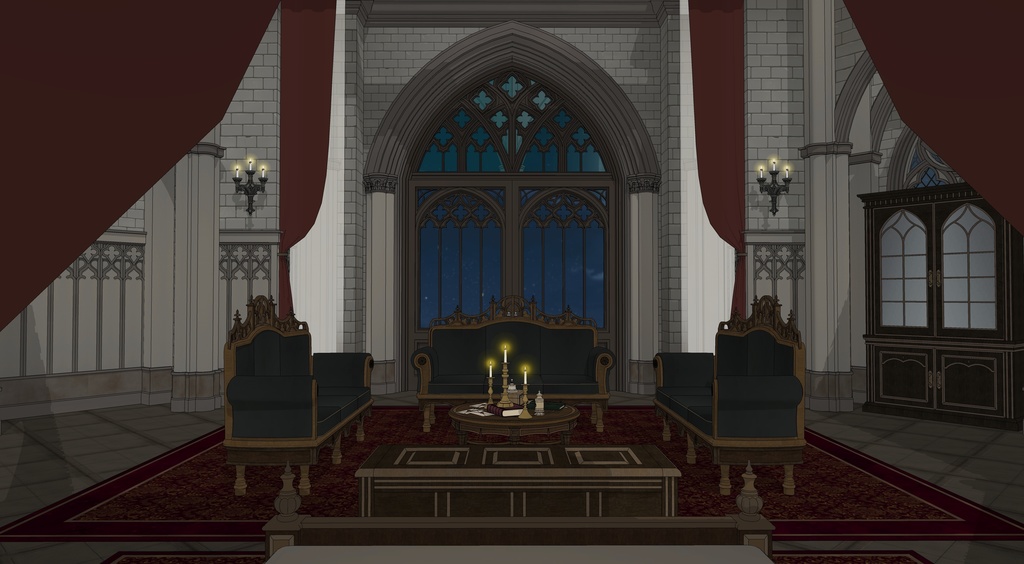 ゴシック城 寝室|3D背景(SketchUp)