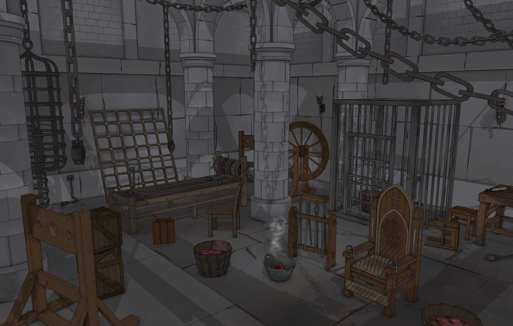 ゴシック城 地下監獄|3D背景(SketchUp)