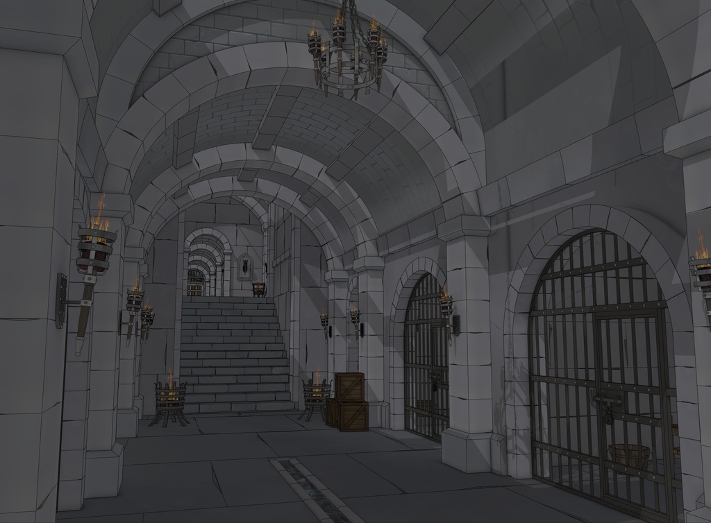 ゴシック城 地下監獄|3D背景(SketchUp)