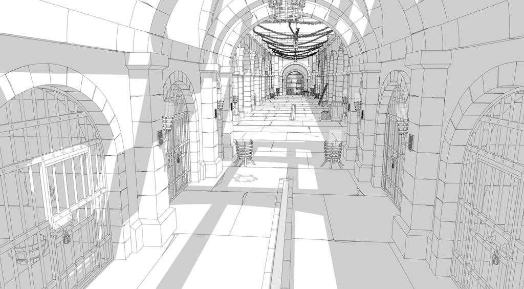 ゴシック城 地下監獄|3D背景(SketchUp)