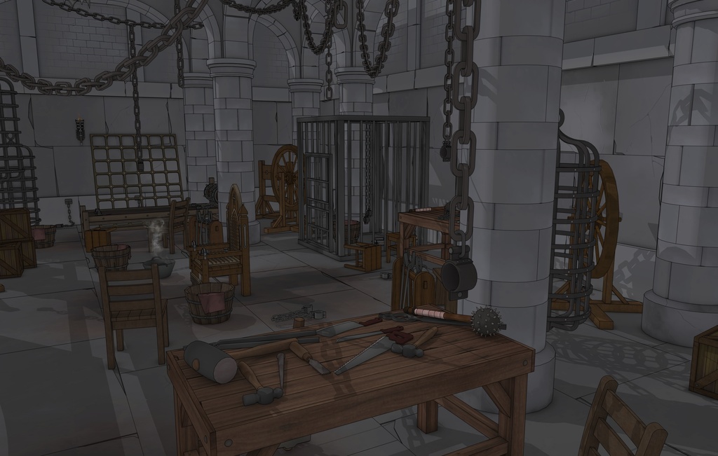 ゴシック城 地下監獄|3D背景(SketchUp)