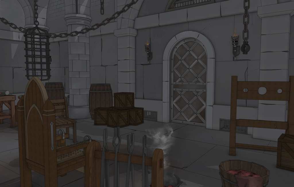 ゴシック城 地下監獄|3D背景(SketchUp)