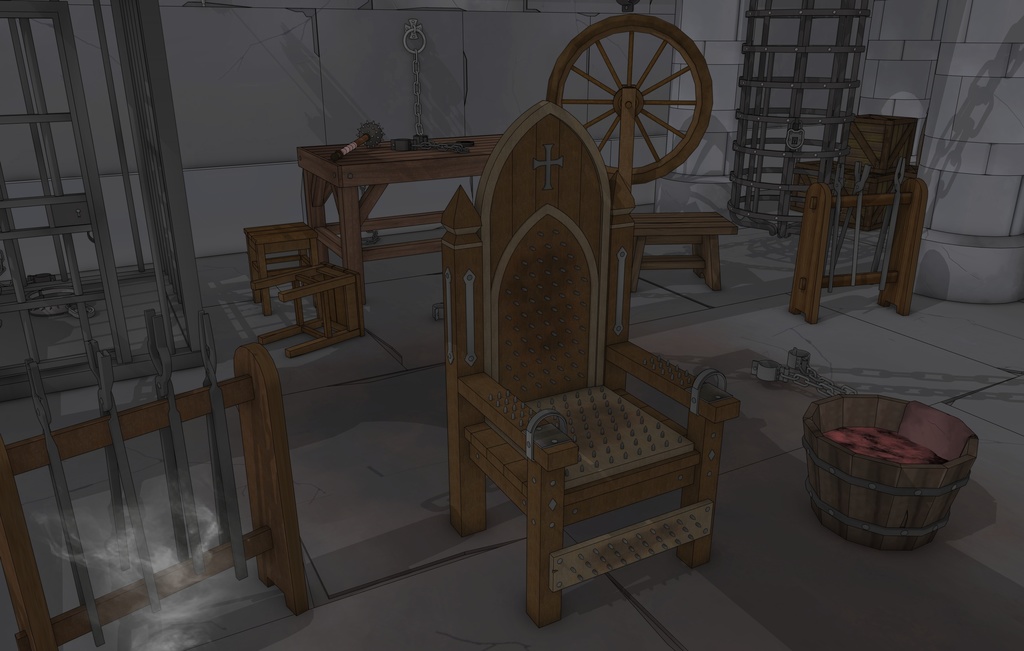 ゴシック城 地下監獄|3D背景(SketchUp)