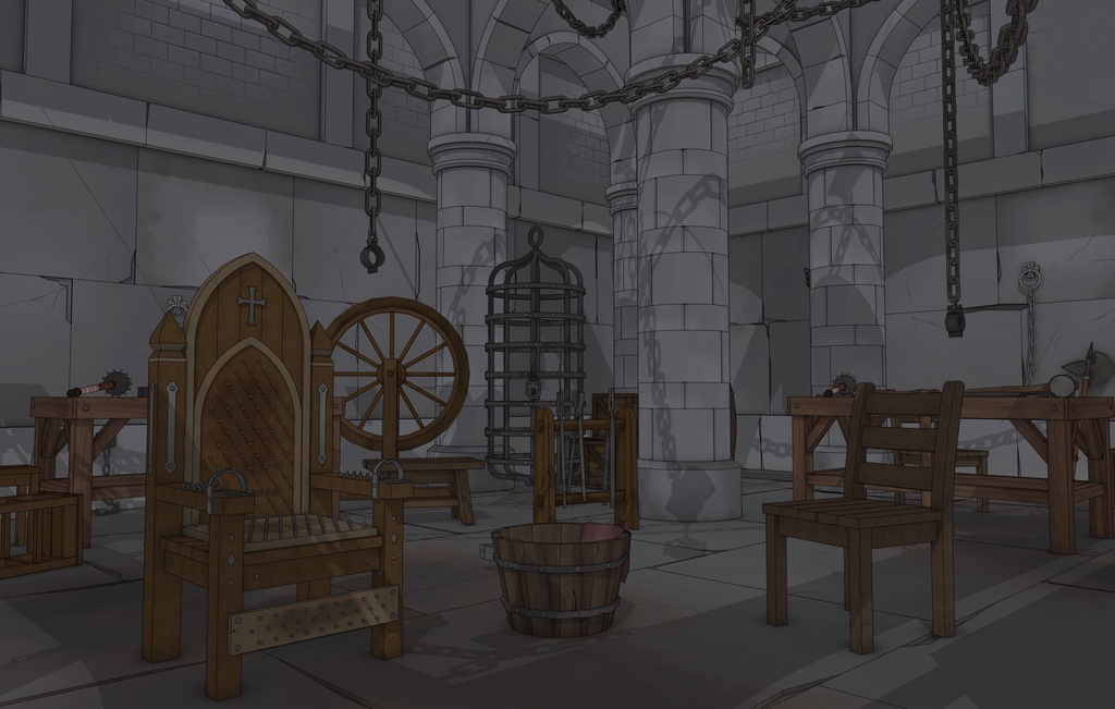 ゴシック城 地下監獄|3D背景(SketchUp)