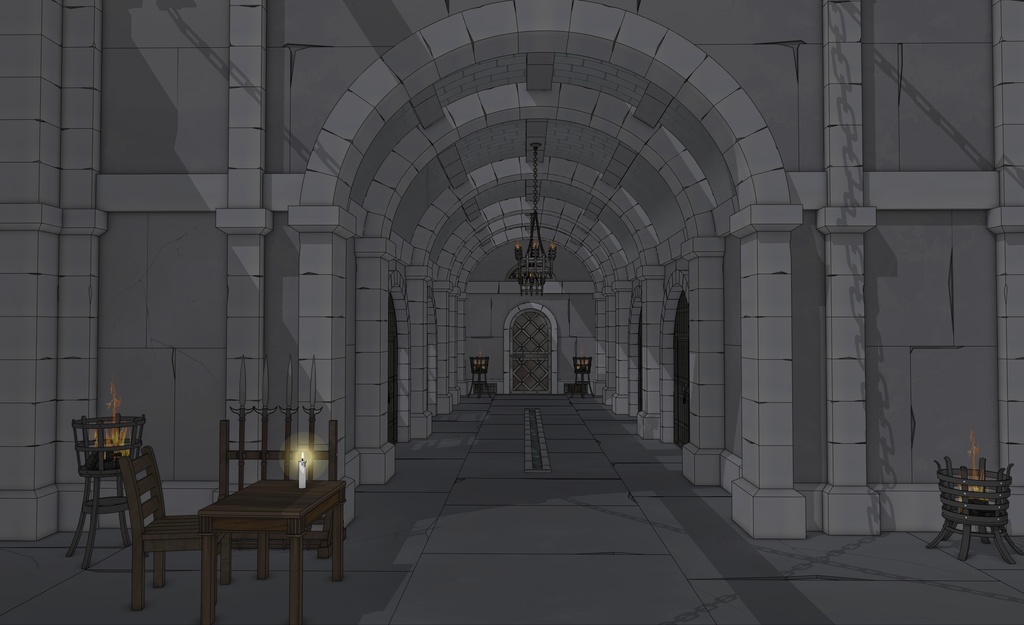 ゴシック城 地下監獄|3D背景(SketchUp)