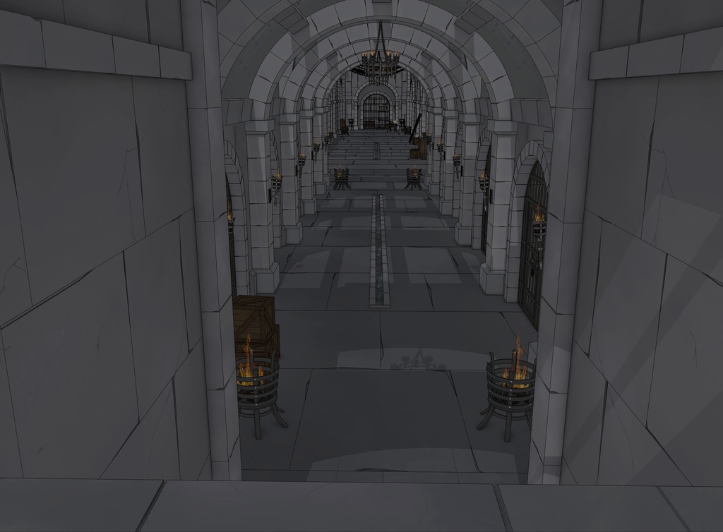 ゴシック城 地下監獄|3D背景(SketchUp)