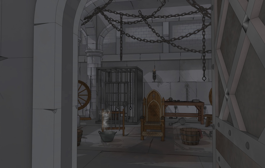 ゴシック城 地下監獄|3D背景(SketchUp)