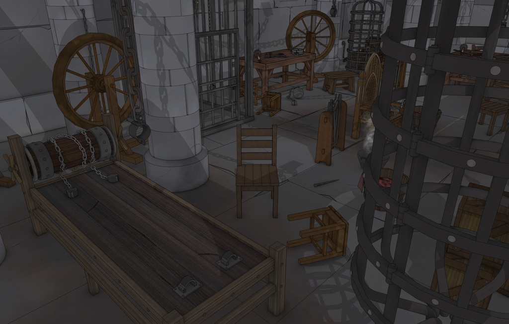 ゴシック城 地下監獄|3D背景(SketchUp)