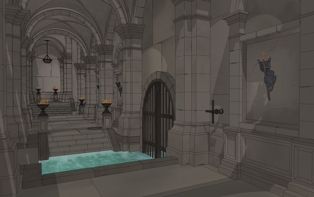 ゴシック城 地下水路|漫画背景・3D素材(SketchUp)