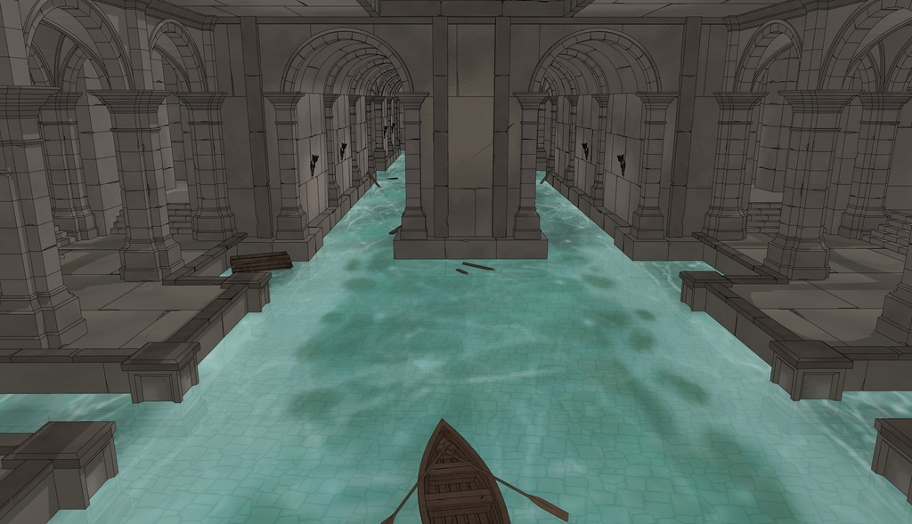 ゴシック城 地下水路|漫画背景・3D素材(SketchUp)