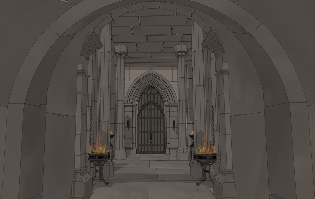 ゴシック城 地下水路|漫画背景・3D素材(SketchUp)