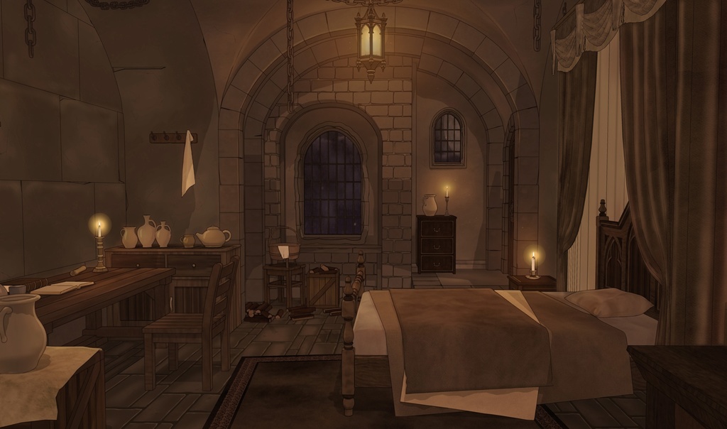 ゴシック城 幽閉された寝室｜漫画背景・3D素材（SketchUp）