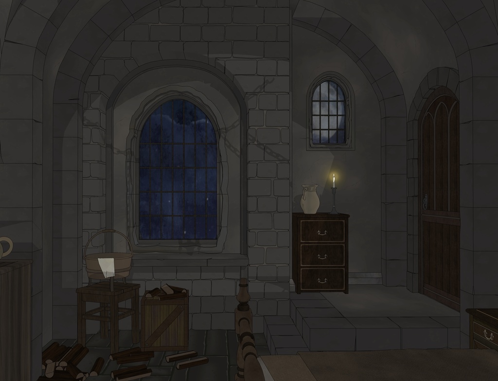 ゴシック城 幽閉された寝室|漫画背景・3D素材(SketchUp)