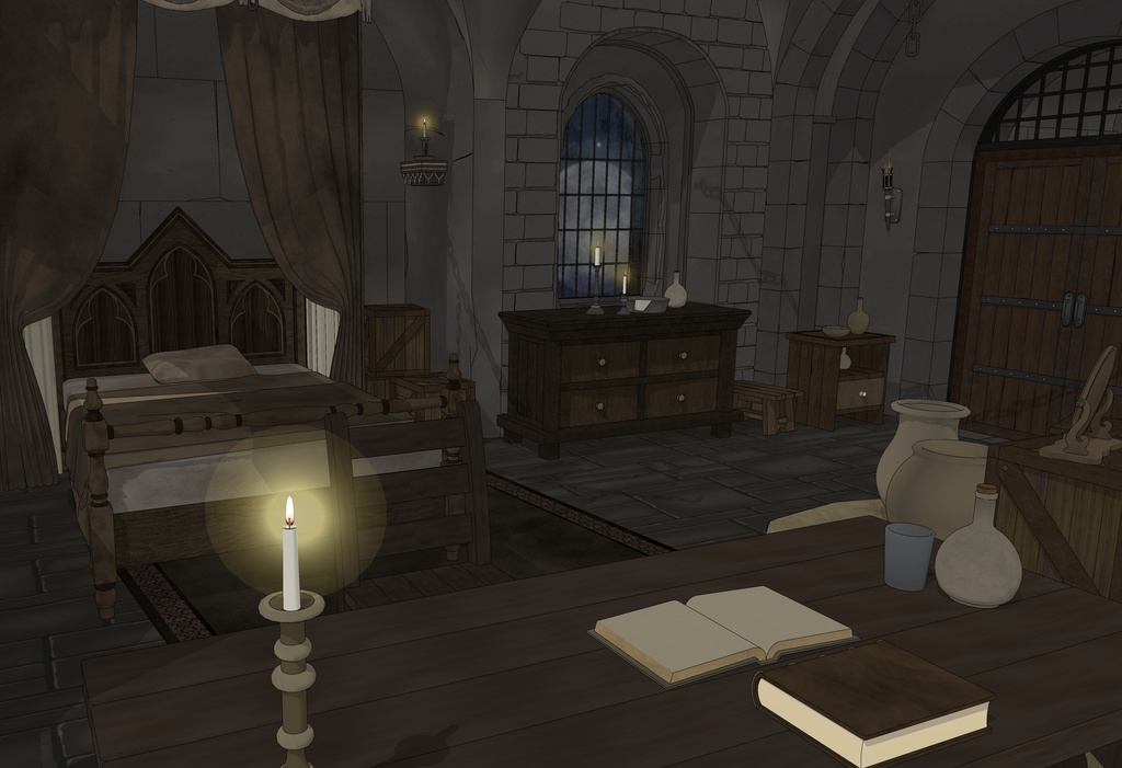 ゴシック城 幽閉された寝室|漫画背景・3D素材(SketchUp)