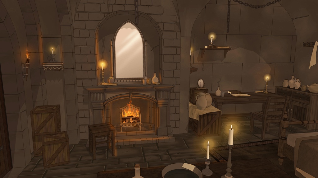 ゴシック城 幽閉された寝室|漫画背景・3D素材(SketchUp)