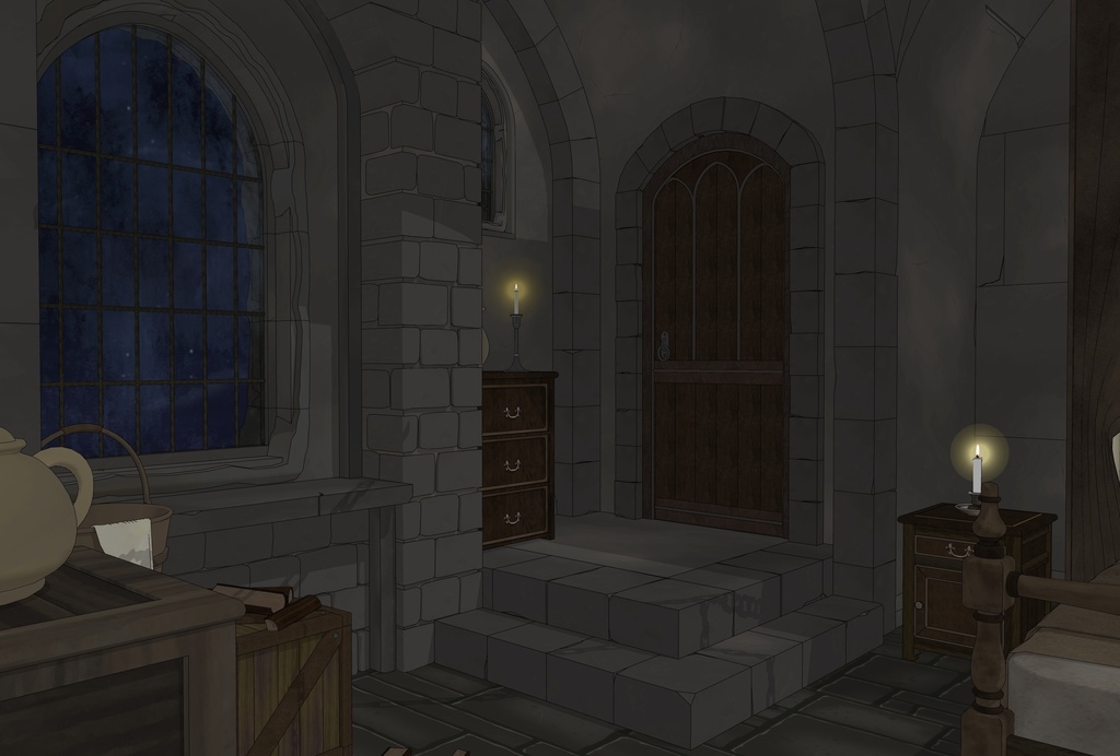 ゴシック城 幽閉された寝室|漫画背景・3D素材(SketchUp)