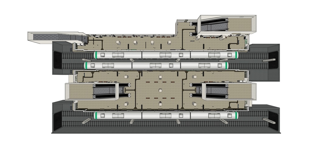 韓国 地下鉄2号線 ホーム&列車セット|漫画背景・3D素材(SketchUp)