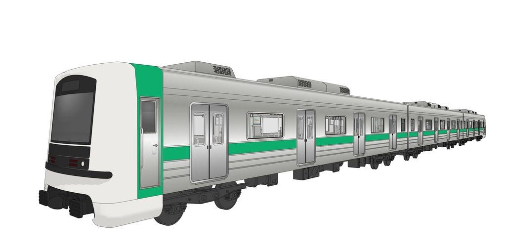 韓国 地下鉄2号線 ホーム&列車セット|漫画背景・3D素材(SketchUp)