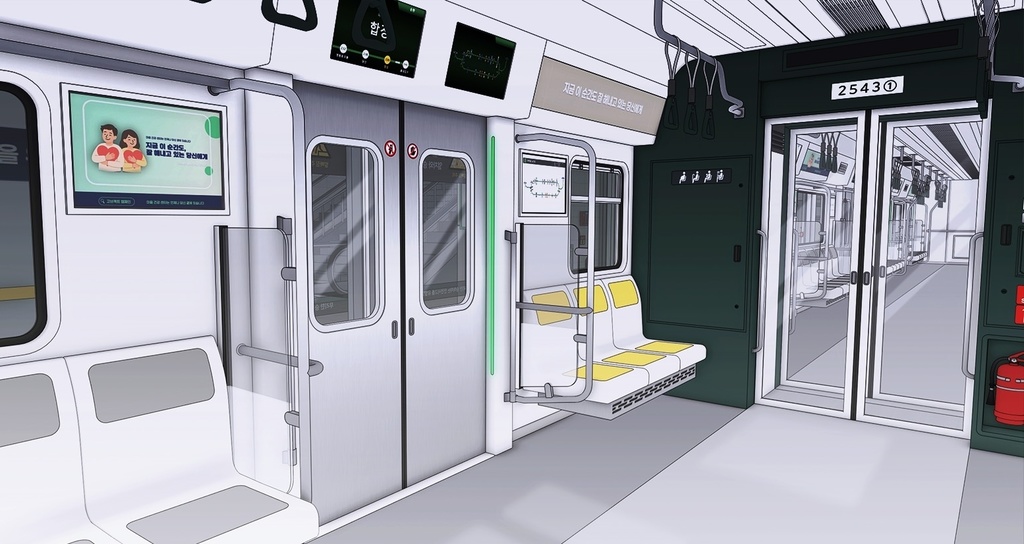 韓国 地下鉄2号線 ホーム&列車セット|漫画背景・3D素材(SketchUp)