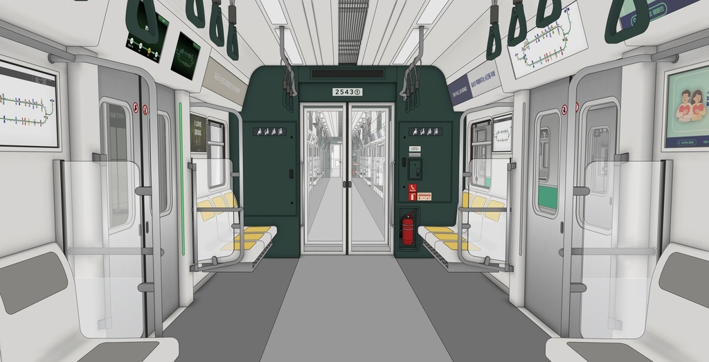 韓国 地下鉄2号線 ホーム&列車セット|漫画背景・3D素材(SketchUp)