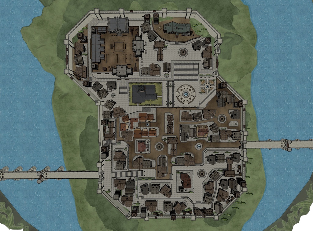 堅固な城壁の北部の村 外部(夏 / 冬)|3D背景素材(SketchUp)