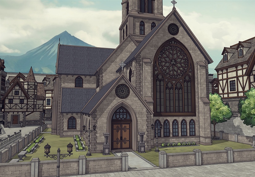 堅固な城壁の北部の村 外部(夏 / 冬)|3D背景素材(SketchUp)