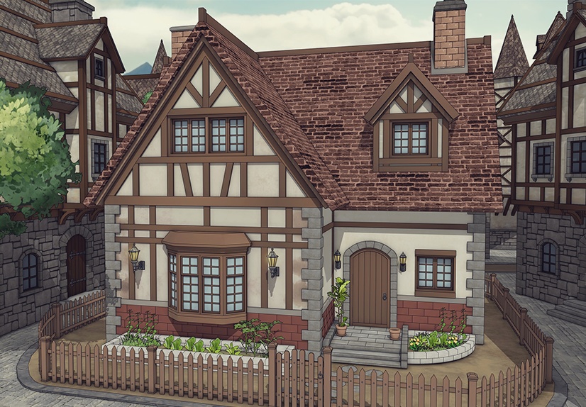 堅固な城壁の北部の村 外部(夏 / 冬)|3D背景素材(SketchUp)