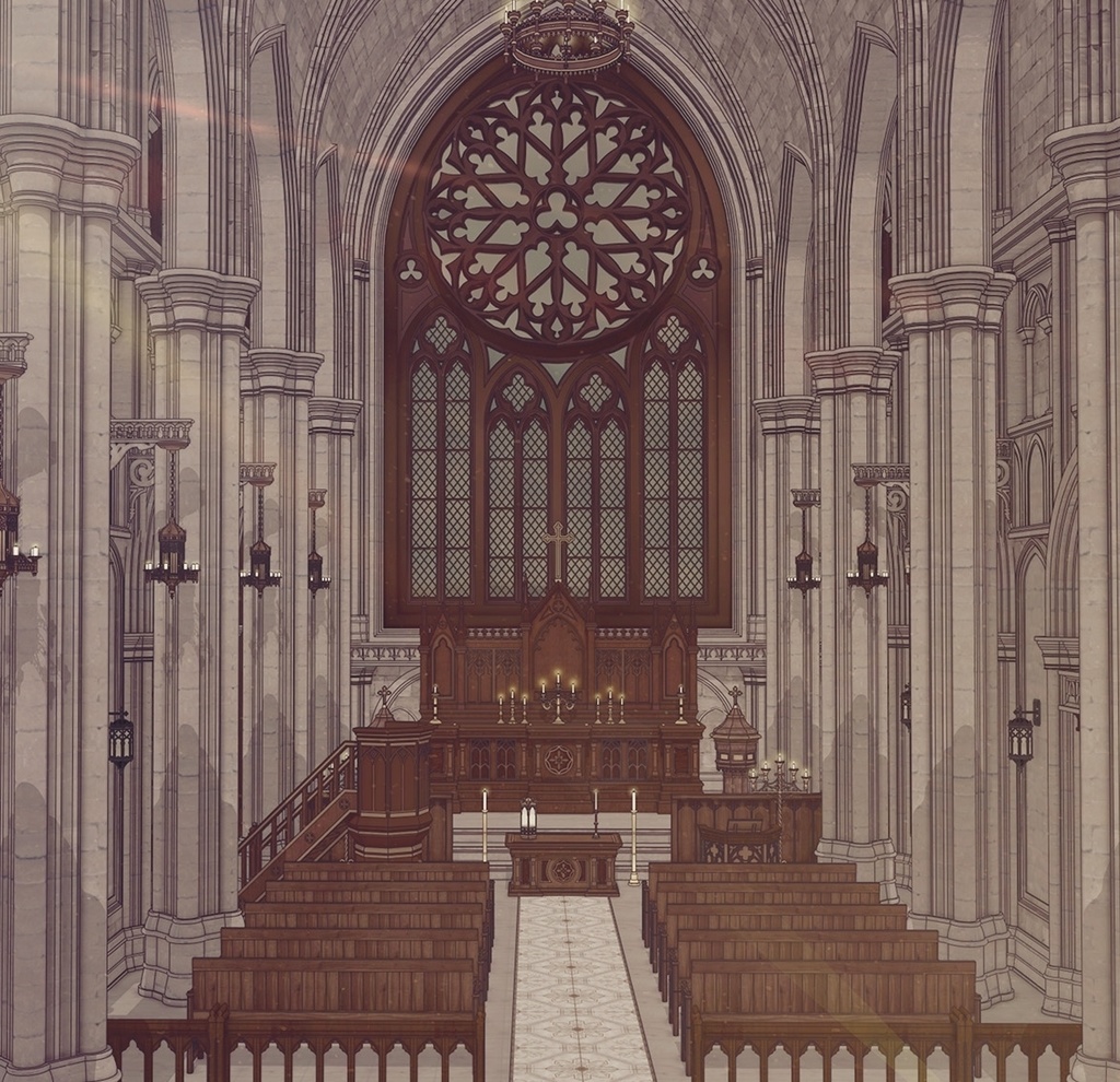 ゴシック中世聖堂（外部 / 内部）｜3D背景素材（SketchUp）