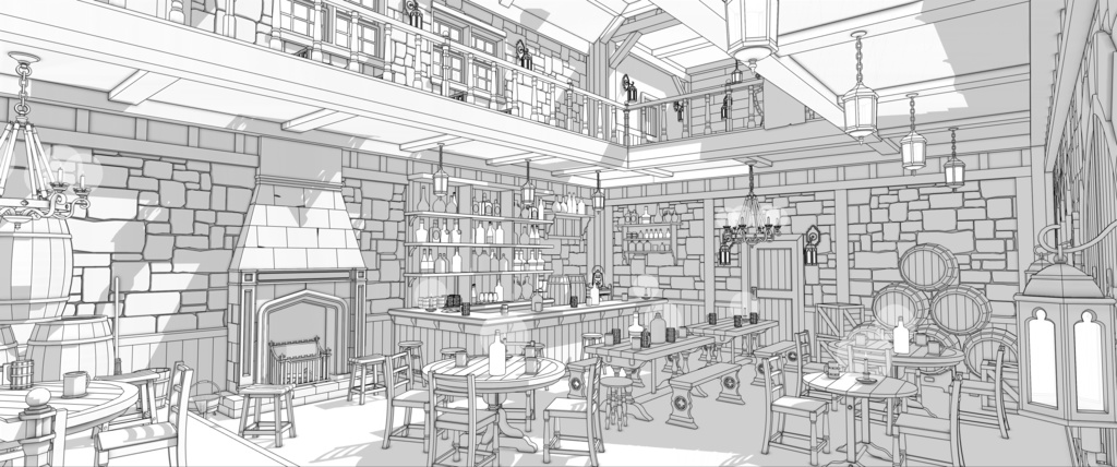 酒場のある北部の村の旅館(外部 / 内部)