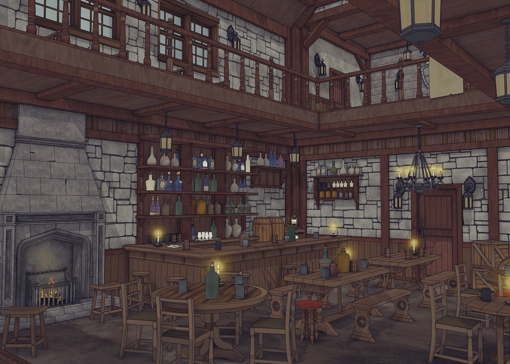 酒場のある北部の村の旅館（外部 / 内部）