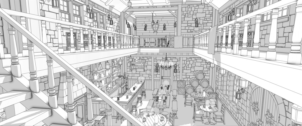 酒場のある北部の村の旅館(外部 / 内部)