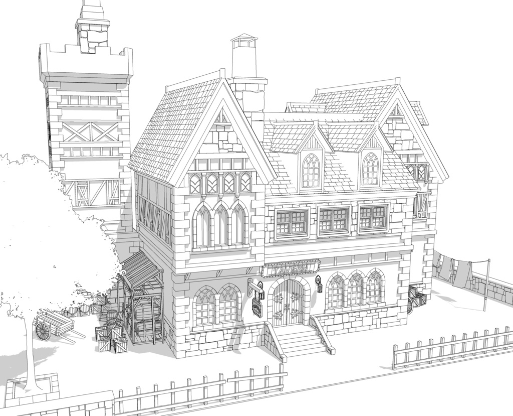 酒場のある北部の村の旅館(外部 / 内部)