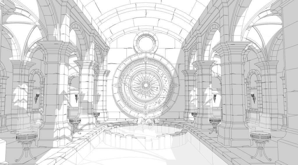 北部ゴシック城セット|外部 + 10種の内部空間|中世ゴシック 3D背景素材(SketchUp)